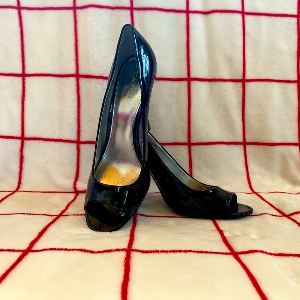 Calvin Klein Black Open Toe Heels